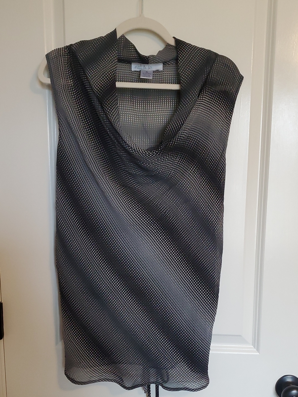 🟠 Sleeveless Draped Neck Sheer Top NWT